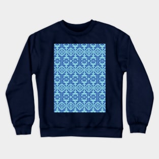 Vintage elegant damask pattern blue Crewneck Sweatshirt